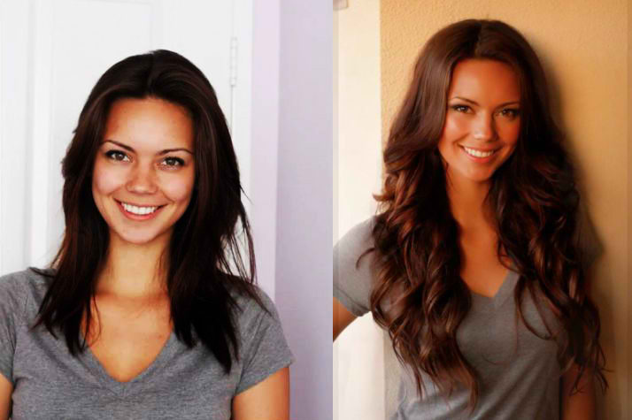 нарощенные волосы до и после