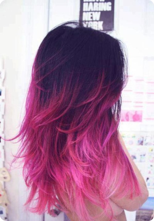 Stylish-Stars-Hairstyles-Black-Ombre-Hair-Color-Hair-Trend-for-Summer-2013-black-to-pink1